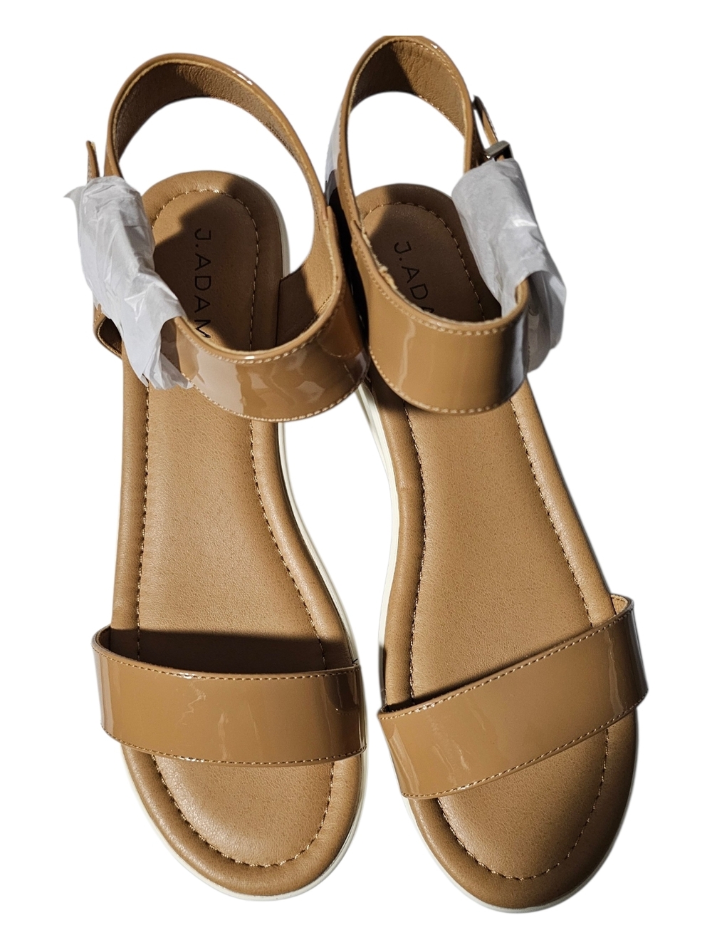 J. Adams Tan Platform Sandals with White Sole